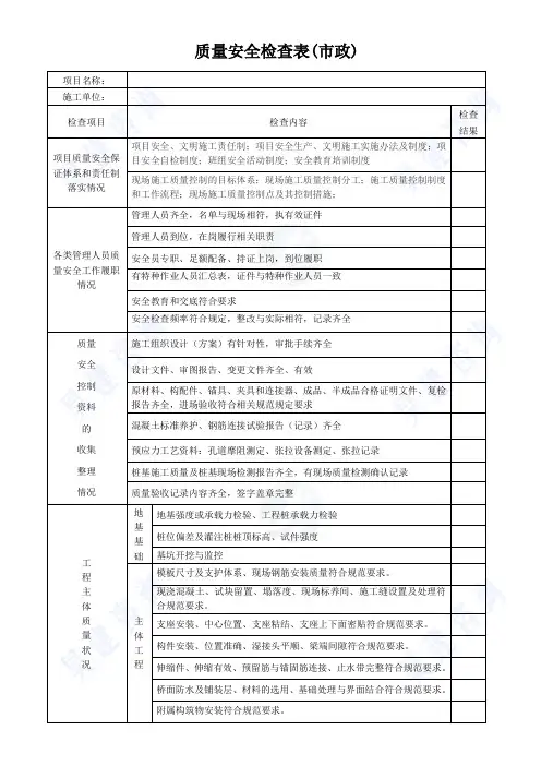 质量安全周检(市政)