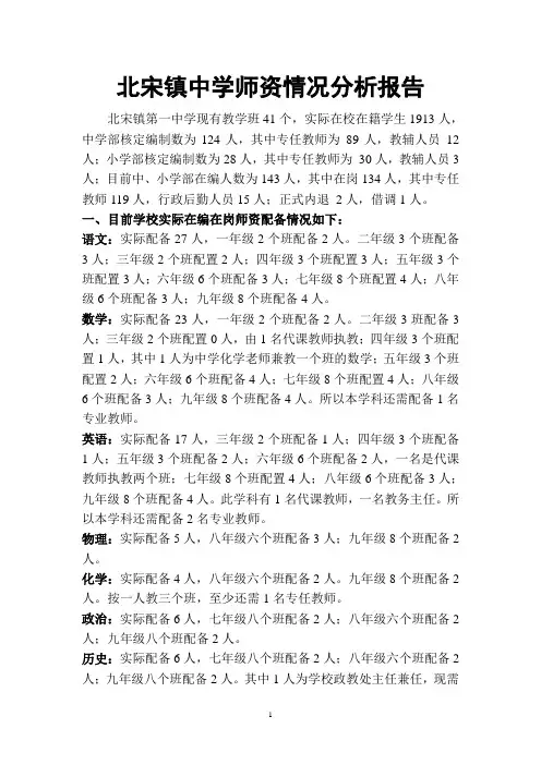 2013年北宋中学师资报告分析