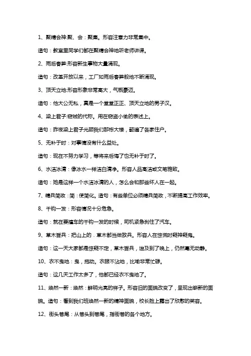 52个成语解释并造句