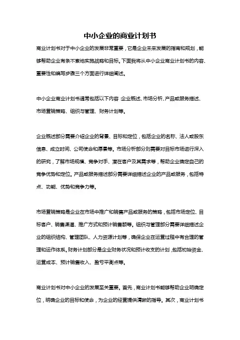 中小企业的商业计划书