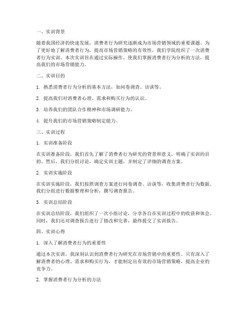 消费者行为实训报告心得
