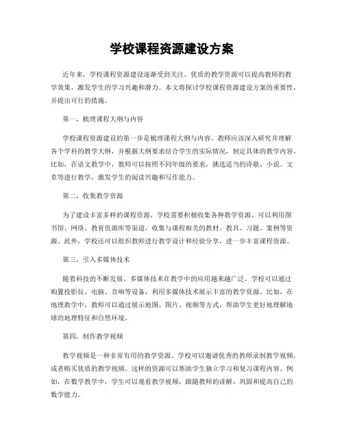 学校课程资源建设方案