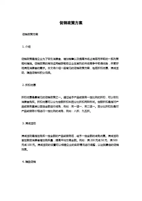 促销政策方案