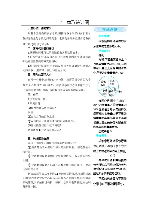 部编人教版六年级数学上册 期末复习：7 扇形统计图【新版】