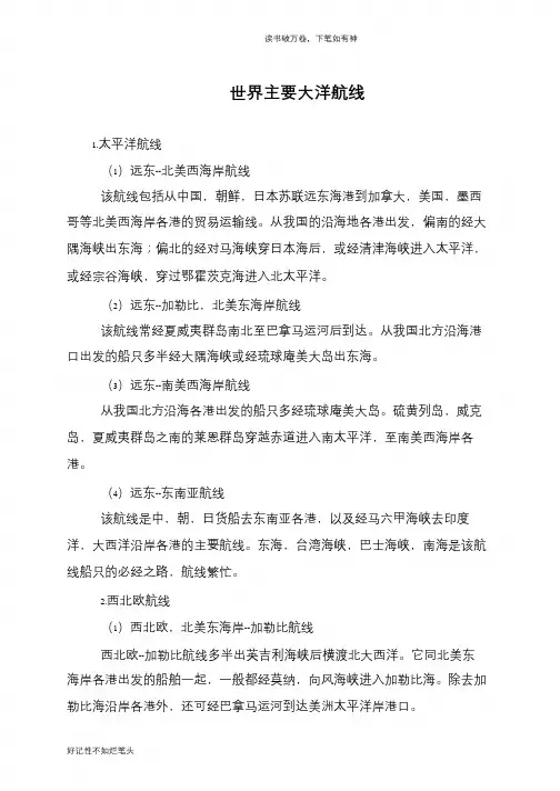 世界主要大洋航线