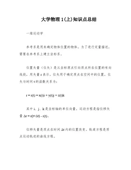 大学物理1(上)知识点总结