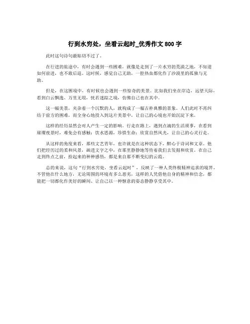 行到水穷处,坐看云起时_优秀作文800字
