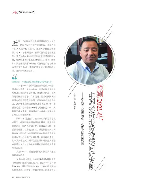 预测2021年,中国经济形势持续向好发展——专访著名经济学家、北京大学教授苏剑