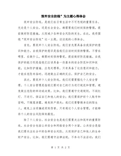 筑牢安全防线”为主题心得体会