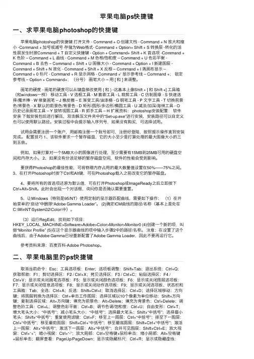 苹果电脑ps快捷键