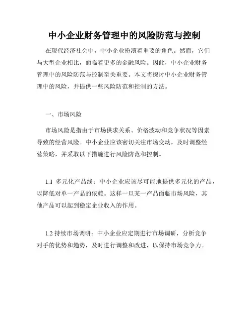 中小企业财务管理中的风险防范与控制
