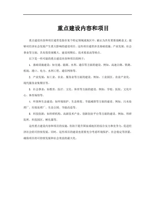 重点建设内容和项目
