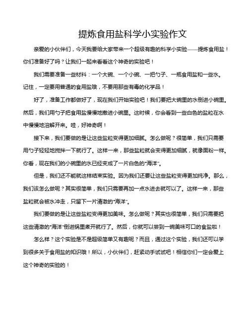 提炼食用盐科学小实验作文
