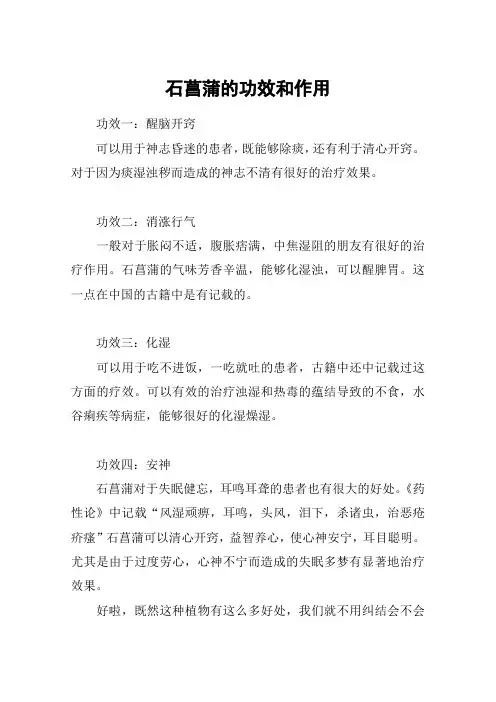 石菖蒲的功效和作用