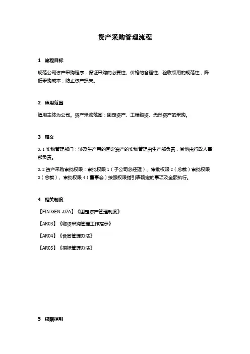 固定资产采购管理流程