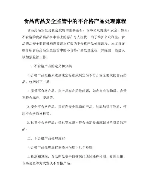 食品药品安全监管中的不合格产品处理流程