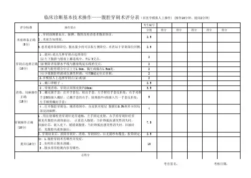 腹腔穿刺术评分表