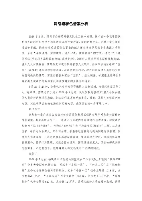 网络淫秽色情案分析