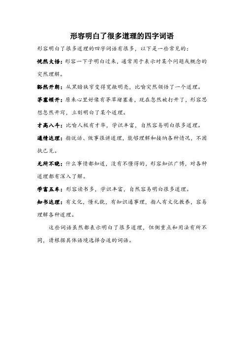 形容明白了很多道理的四字词语