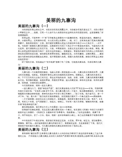 美丽的九寨沟作文共九篇