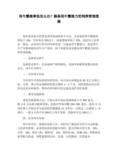 母牛繁殖率低怎么办？提高母牛繁殖力的饲养管理措施