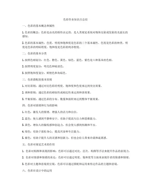 色彩作业知识点总结