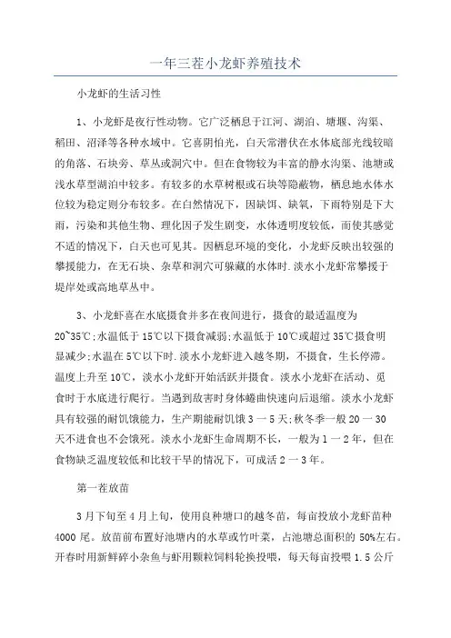 一年三茬小龙虾养殖技术