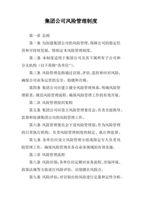 集团公司风险管理制度