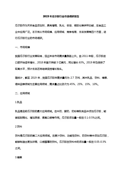 2023年瓜尔胶行业市场调研报告