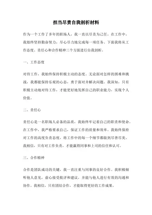 担当尽责自我剖析材料