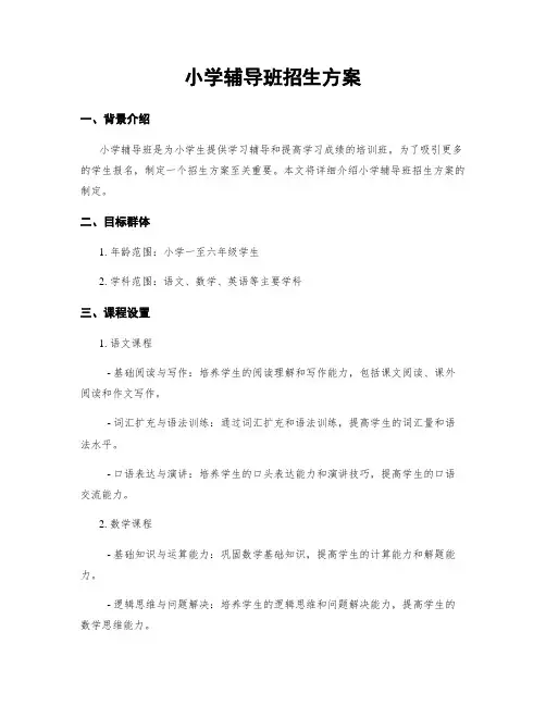 小学辅导班招生方案