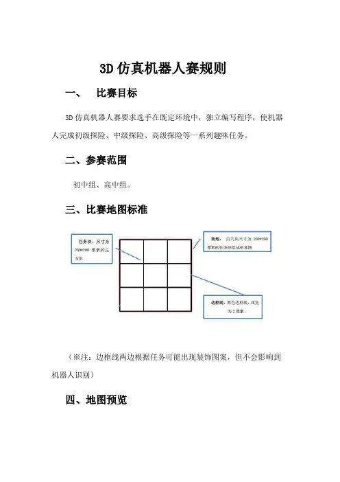 3D仿真机器人赛规则