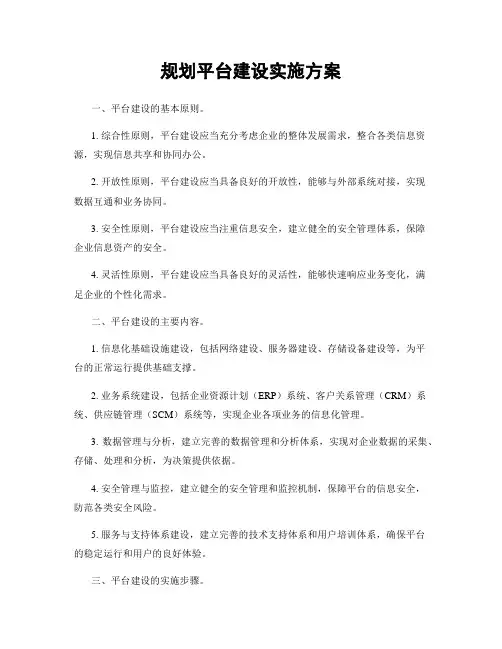 规划平台建设实施方案