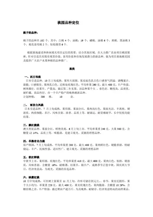 贵州桃花园品种定位