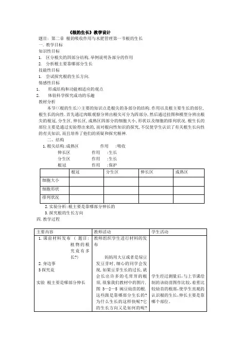 根的生长教案