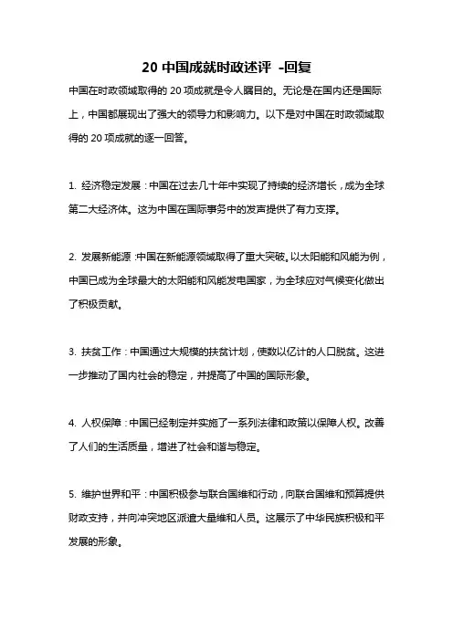 20中国成就时政述评 -回复
