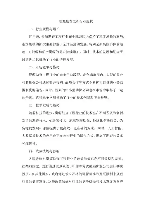 资源勘查工程行业现状