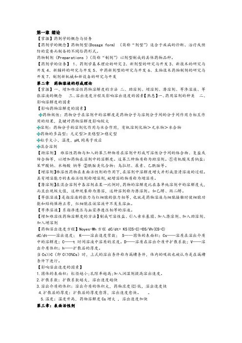 药剂前九章重点