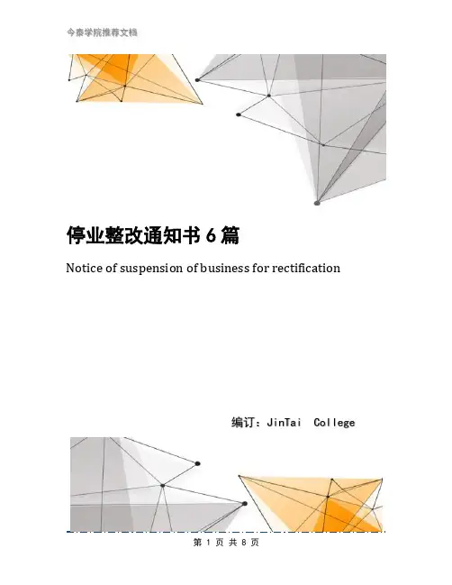 停业整改通知书6篇