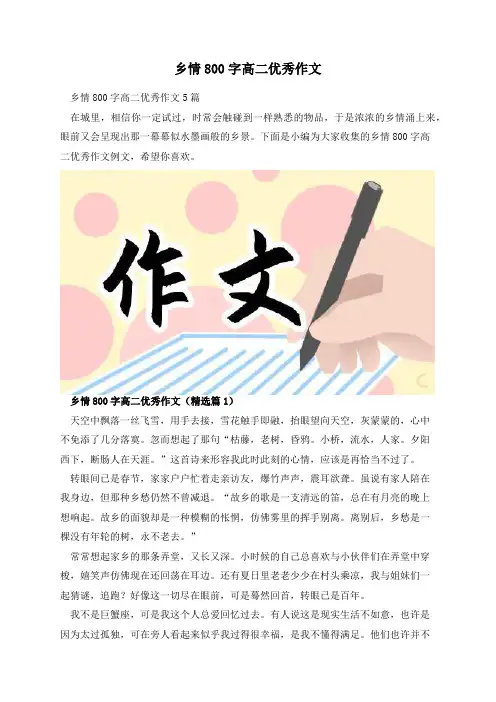 乡情800字高二优秀作文