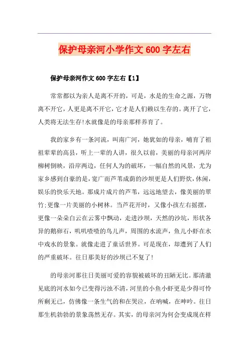 保护母亲河小学作文600字左右