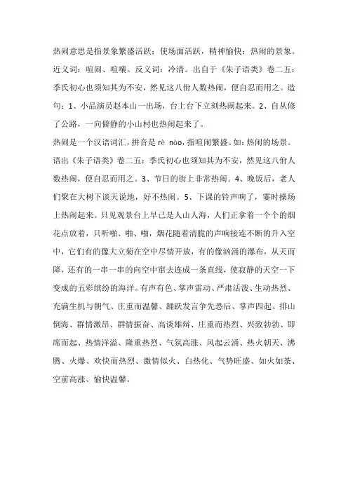 热闹的正确解释是什么