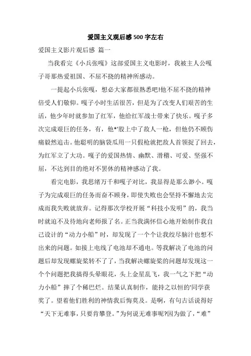 爱国主义观后感500字左右