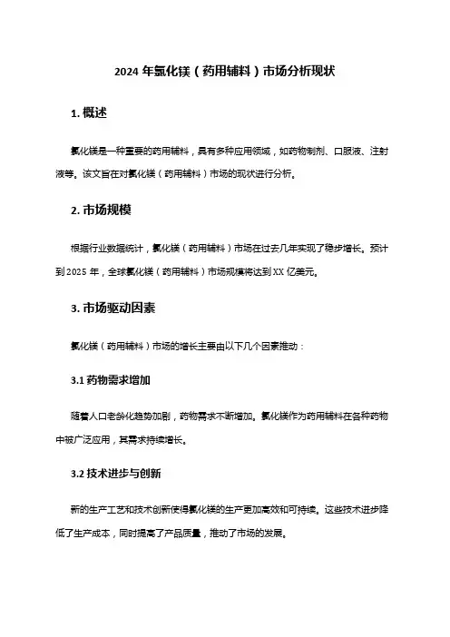2024年氯化镁(药用辅料)市场分析现状