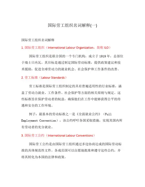 国际劳工组织名词解释(一)