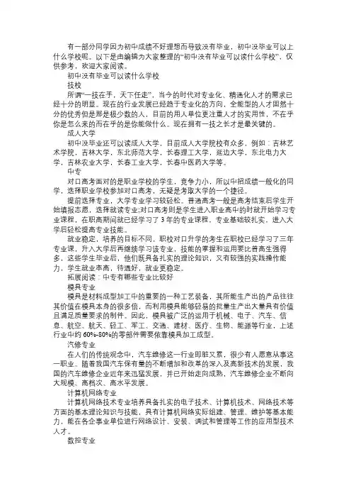 初中没有毕业可以读什么学校
