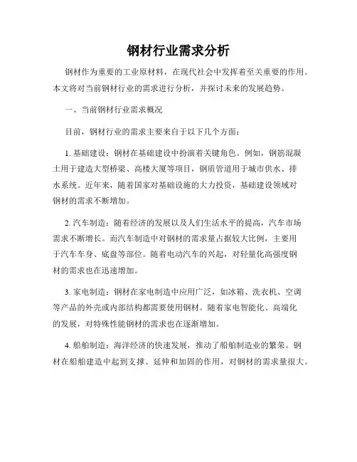 钢材行业需求分析