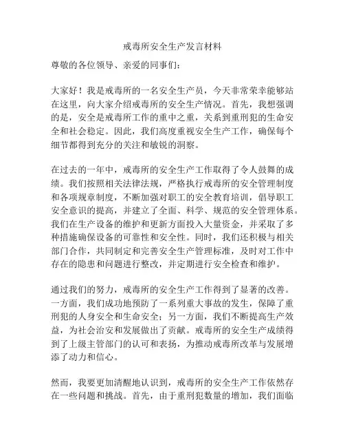 戒毒所安全生产发言材料