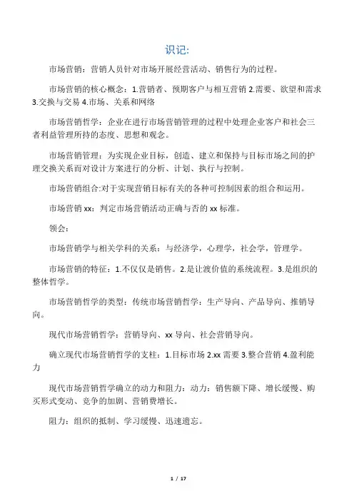 00058自考市场营销学复习资料