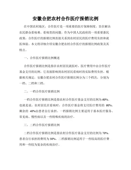 安徽合肥农村合作医疗报销比例